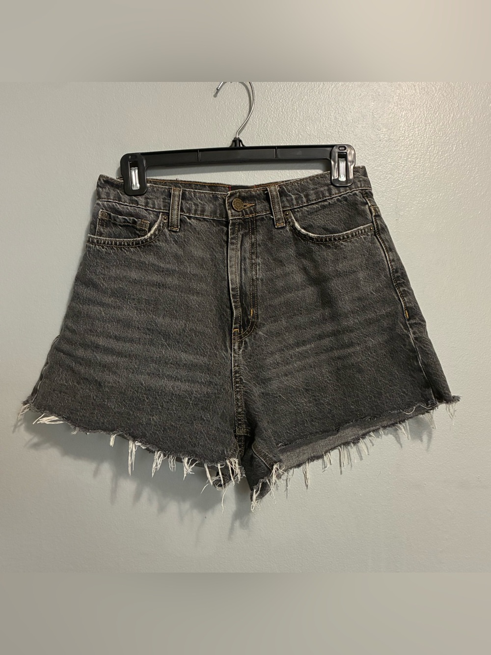 BDG Urban Outfitters Black Denim Cutoff Shorts Size 27 High Rise Raw Grunge Y2K